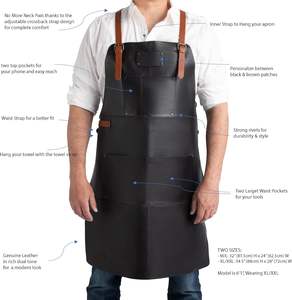 ผ้ากันเปื้อนหนังแท้กันน้ำใช้งานได้หลากหลายผ้ากันเปื้อนสำหรับทำงานในครัวการอบกันน้ำมัน - Product Image 2