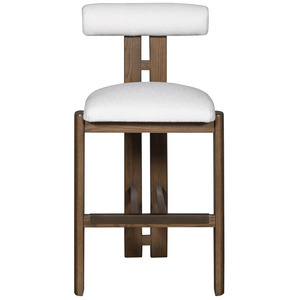 Silla de Bar Moderna de Madera Maciza con Asiento y Respaldo Tapizados, Taburete de Barra para Hogar, Bar, Hotel, Comedor - Product Image 2