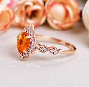 Anillo de Compromiso con Ópalo de Fuego, Anillo de Boda, Anillo de Aniversario, Anillo Nupcial, Regalo para Ella - Product Image 4