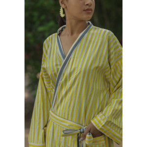 Women's Reversible Striped Cotton Kimono <b>Robe</b> Lightweight Boho Loungewear Pockets One Size Swimsuit Cover Ups for Spa <b>Beach</b> - Product Image 2