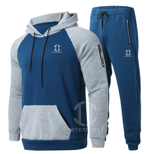 Conjunto de chándal de otoño para hombre, talla grande, informal, con lavado ácido, ligero, diseño personalizado, color liso, cierre de cremallera, servicio OEM - Product Image 2