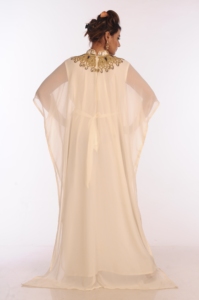 Cream Georgette Embroidered Zari Work Islamic <b>Kaftans</b> - Product Image 2