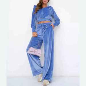 Velvet <b>Tracksuit</b> Custom Winter <b>Velour</b> Sweat Suit 2Piece Women Jogging Track Suit Flared Pants Hooded Top Casual Loose 2026 - Product Image 2