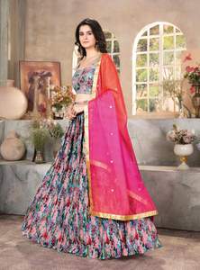 FANCY GEORGETTE SEQUENVR TRABAJO DE HILO LEHENGA CHOLI CON DUPATTA NEGRO - Product Image 6