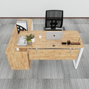 โต๊ะคอมพิวเตอร์สำนักงานผู้บริหารรุ่นใหม่ ขาเหล็ก ขนาด 160x140 ซม. ต้องประกอบเอง (HBMC022) - Product Image 2