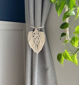 Soporte de cortina de macramé hecho a mano de primera calidad, cuerda de amarre, acento bohemio decorativo para ventanas, cortinas, dormitorio y sala de estar - Product Image 1