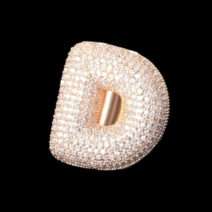 Luxury Men's 10K 18K Gold Trendy Wedding <b>Ring</b> Full Diamond Rounded Alphabet Classic Lab Grown <b>Ice</b> VVS Moissanite Fine Hip Hop - Product Image 1