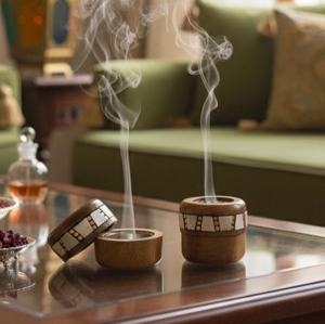 Juego de Quemadores de Incienso de Madera Hechos a Mano con Incrustaciones de Madera y Tapa con Ventilación para Humo, Soporte de Aromaterapia para Decoración de Meditación en el Hogar - Product Image 2