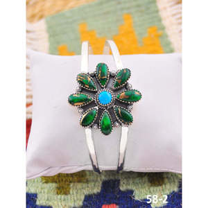 Southwest Handmade Peacock Dahlia & Sterling <b>Silver</b> Fashion <b>Cuff</b> <b>Bracelet</b> - Product Image 1