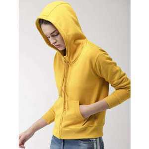Vente en gros – Nouveaux sweats à capuche pour femmes 2025, couleur jaune unie, en polaire respirante et anti-boulochage, service OEM économique - Product Image 6