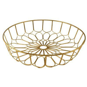 Corbeille à fruits personnalisée de forme ronde en fil métallique couleur or pour accessoires de maison par les fournisseurs de décoration Apar - Product Image 1