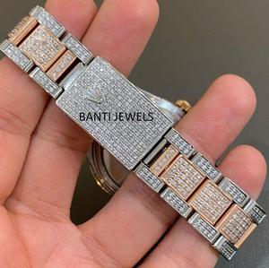 Montre Hip Hop de Luxe à Deux Tons avec Moissanite Sertie, Cadran Romain, Style Diamant Bling, Bijoux de Poignet - Product Image 2