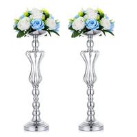 Look chic maison pièce maîtresse colonne géométrique grand métal or mariage fleur support Vase pour centres de table décor de Table