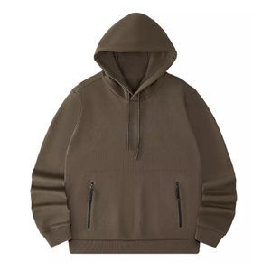 Abrigo de invierno con capucha y logotipo personalizado con cremallera bolsillo bordado Diseño sólido forrado abrigo de invierno informal con capucha servicio OEM - Product Image 1