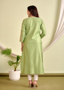 2025 nueva moda elegante vestidos casuales de mujer lavable India tendencia cintura Natural ropa Casual Kurti pantalón botón - Product Image 6