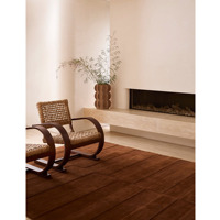 Tapis Trace en Noyer, tufté à la main en laine de Nouvelle-Zélande, design linéaire moderne, fait main, taille personnalisée, ovale minimaliste, à poils longs, pour pique-nique