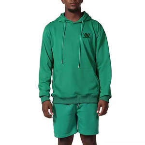 A prueba de viento hecho en fábrica hombres sudaderas con capucha conjunto corto para la venta en línea de alta calidad de algodón hecho hombres Sudadera con capucha conjunto de pantalones cortos - Product Image 1