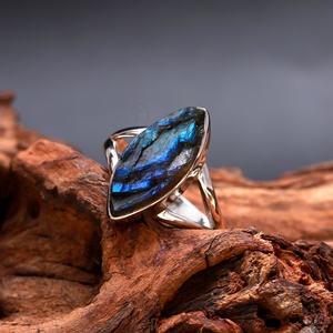 925 Solid Sterling Silver Blue Labradoride Druzy Gemstone Ring <b>Handmade</b> <b>Jewelry</b> Semiprecious Natural Healing Gemstone Ring - Product Image 4