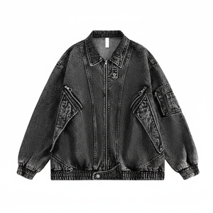 Veste en jean délavée vintage pour homme |   Style rétro américain décontracté d'automne |   Manteau imperméable respirant à boutons - Product Image 1