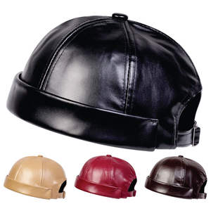 Gorro de Cuero Personalizado, Gorro de Algodón de Color Sólido, Gorro sin Visera, Gorro de Propietario, Estilo Retro, Gorra de Béisbol sin Visera - Product Image 2