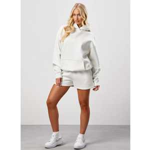 Personalizado 70% algodón 30% poliéster mujer de gran tamaño lavado pesado pulóver con capucha liso - Product Image 6