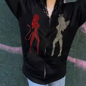 เสื้อฮู้ดแฟชั่นฤดูหนาวผู้ชาย ประดับเพชร ลายเรียบ ผลิตตามสั่งจากปากีสถาน เทคนิคการย้อมสีแบบเรียบ กันน้ำ - Product Image 3