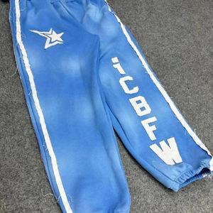 Custom Winter Lightweight Cotton Tracksuit Custom Applique Embroidered Patch Men Casual Distressed Washed Zip Rhinestone Hooded - Product Image 5