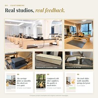 Reformer Pilates multifonction de qualité studio avec demi-tourneuse, cadre en bois de chêne, couleur et logo personnalisables, pour studio de fitness