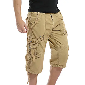 Custom Plus Size Men's Canvas Breathable <b>Knee</b> Length High Waist Drawstring Closure Summer Casual Shorts Pants Eco-Friendly Solid - Product Image 5