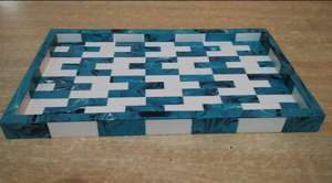 ถาดเสิร์ฟทำจากไม้และเรซิ่นแบบฝังทำมือถาดเสิร์ฟสำหรับโต๊ะกาแฟบ้านโรงแรม - Product Image 6