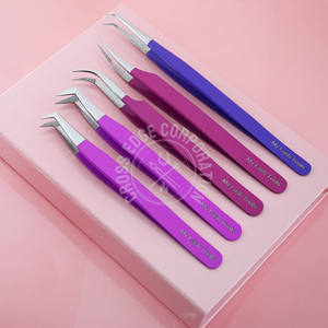 Pinzas para Extensión de Pestañas Individuales con Punta Fina de Fibra X, Curvadas Clásicas, para Volumen de Pestañas de 45 y 90 Grados, Marca Privada al por Mayor - Product Image 1
