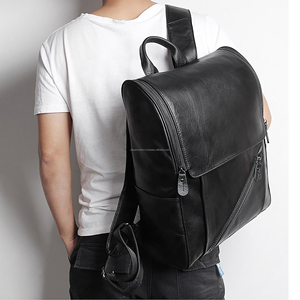 Unisex Vintage Cowhide Leather <b>Backpack</b> Customized Logo Premium Laptop Travel Bag Factory Shooting - Product Image 6