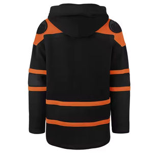 Sweat-shirt à capuche personnalisé pour le hockey sur glace, rayures, équipe scolaire, pull pour homme, broderie en twill, sweat-shirt à capuche pour le hockey sur glace - Product Image 2