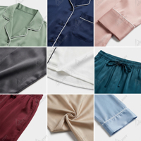 Conjunto de Pijama de Satén Lavanda Suave y Sencillo Hecho a Medida para Mujer, Ropa de Dormir con Cintura Elástica, Disponible en Varios Colores
