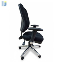 Chaises de bureau pivotantes en tissu de taille moyenne au design moderne, structure en bois, 3 leviers, mécanisme de réglage multifonctionnel, base en aluminium, acier