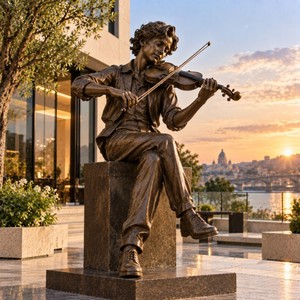 Statue <span class=keywords><strong>d</strong></span>'art en bronze hautement <span class=keywords><strong>d</strong></span>étaillée <span class=keywords><strong>d</strong></span>'<span class=keywords><strong>un</strong></span> violoniste jouant du <span class=keywords><strong>violon</strong></span> pour l'aménagement paysager - Product Image 1