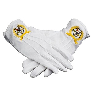 Gants maçonniques en coton de haute qualité, biodégradables, pour uniforme formel, cérémonie, parade, taille personnalisée - Product Image 1