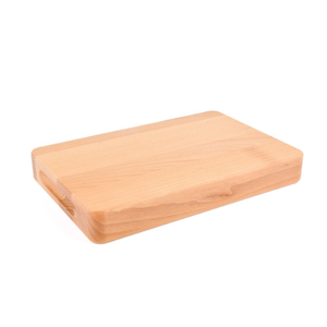 Tabla de cortar de madera de haya 30x20x4 cm, lijada, sin acabar, gruesa, con asas fresadas, venta al por mayor, con logo - Product Image 2