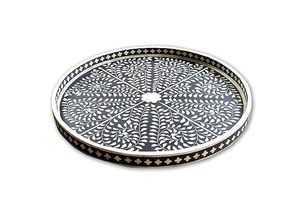 ถาดไม้ใส่อาหารแบบฝังลายกระดูกสีฟ้าและสีขาวทำด้วยมือถาดสำหรับใช้ในบ้านและโรงแรม - Product Image 5