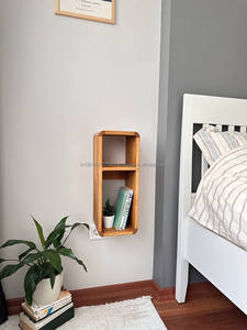 Mesa de Noche Flotante Moderna de Madera Maciza Hecha a Mano con 2 Cajones, Diseño Ecológico, Muebles para Dormitorio, Sala de Estar, Oficina en Casa - Product Image 3