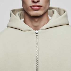 Survêtement beige pour homme, manches longues, capuche zippée, couleur unie, coupe décontractée, 100% coton, vêtements d'automne, poches latérales - Product Image 6
