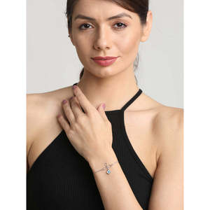 สร้อยข้อมือเงินแท้ 925 ประดับจี้รูปดอกไม้และดวงตาป้องกันภัย - Product Image 3