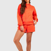 Ensemble 2 pièces hiver femme : sweat à capuche et short respirant, 100% coton, manches longues, couleur personnalisable, qualité supérieure, vente en gros