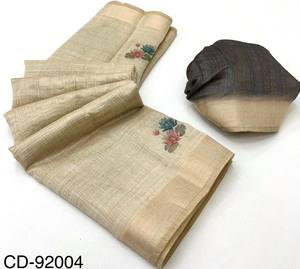 Coton Chanderi pur de qualité supérieure avec impression numérique florale avec collection classique Pallu Saree - Product Image 3