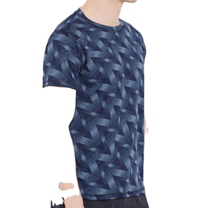 T-shirt décontracté pour homme, couleur unie, manches courtes, logo imprimé en relief sur le devant, mélange polyester/coton, respirant, séchage rapide, coupe classique - Product Image 2