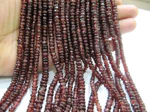 Cuentas facetadas Rondelle de granate natural de Mozambique de alta calidad, hebras microfacetadas rojas de 5 a 7mm de 10 pulgadas de largo - Product Image 4