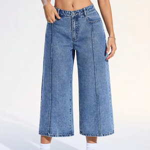 Pantalones vaqueros holgados de cintura alta para mujer, informales, personalizados, de alta calidad, pantalones vaqueros de pierna ancha, 2026 - Product Image 1