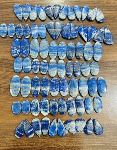 2025ลดกระหน่ำเกรด AAA เครื่องประดับคริสตัลที่ไม่ซ้ำกันหลวมต่างหู lapis Lazuli Cabochon จับคู่สร้อยคอคู่ - Product Image 2