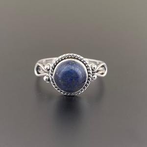 Lujoso anillo de Plata de Ley 925 hecho a mano con lapislázuli, piedra preciosa Natural, anillo estampado chapado en rodio, joyería - Product Image 4