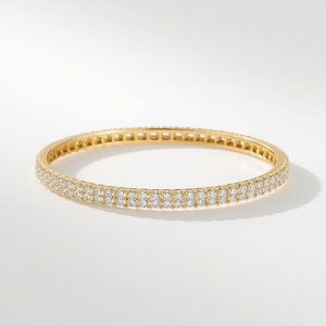 Brazalete de Eternidad de Doble Hilera en Oro Amarillo de Lujo, Joyería Fina para Novias, Brazalete de Boda Personalizado OEM, Certificado GIA, Claridad VVS1 - Product Image 1